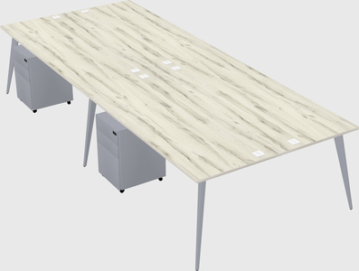 Shared rectangular office desk system