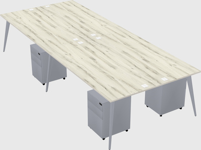 Shared rectangular office desk system