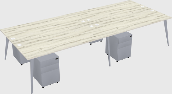 Shared rectangular office desk system