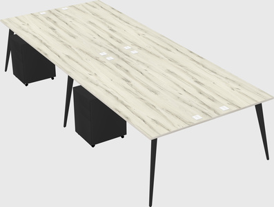 Shared rectangular office desk system