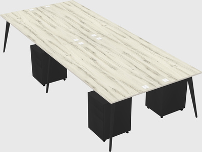 Shared rectangular office desk system