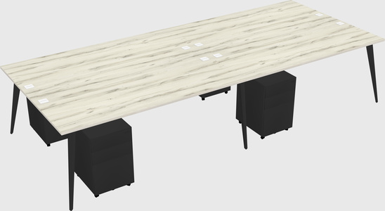 Shared rectangular office desk system