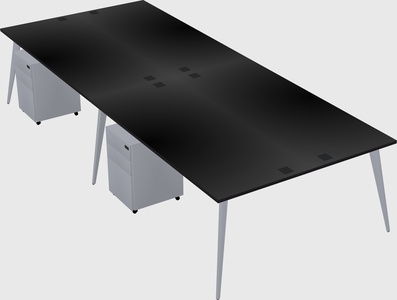 Shared rectangular office desk system