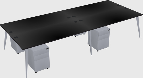 Shared rectangular office desk system
