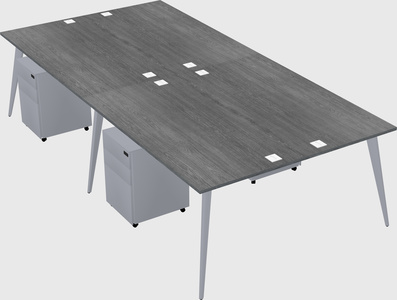 Shared rectangular office desk system