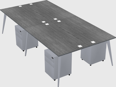 Shared rectangular office desk system