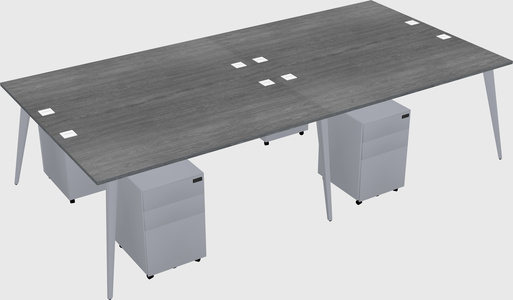 Shared rectangular office desk system