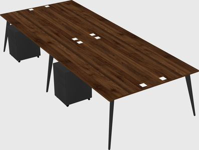 Shared rectangular office desk system