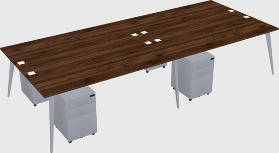 Shared rectangular office desk system