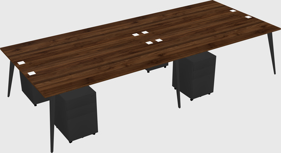 Shared rectangular office desk system