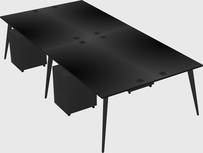 Shared rectangular office desk system