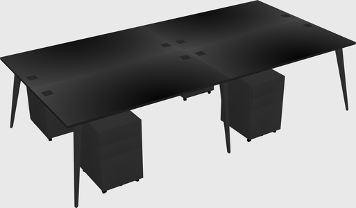 Shared rectangular office desk system
