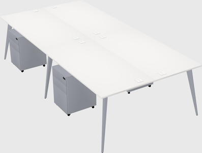 Shared rectangular office desk system