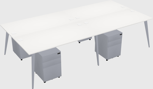 Shared rectangular office desk system