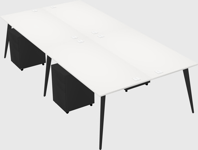 Shared rectangular office desk system