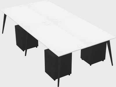 Shared rectangular office desk system