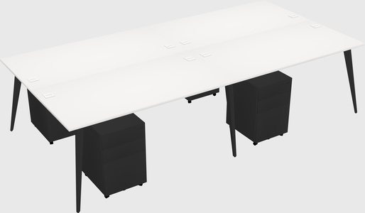 Shared rectangular office desk system
