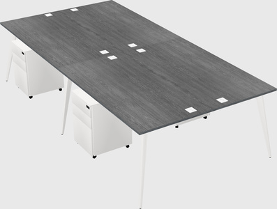 Shared rectangular office desk system