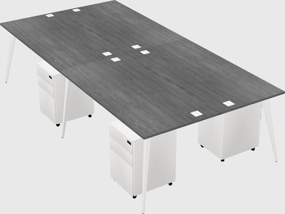 Shared rectangular office desk system