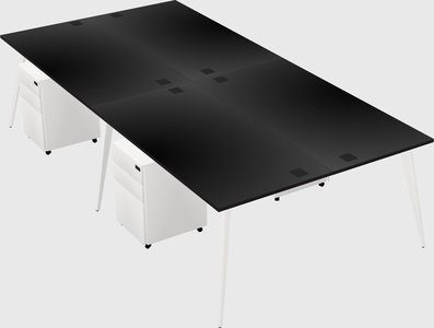 Shared rectangular office desk system