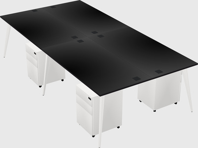 Shared rectangular office desk system