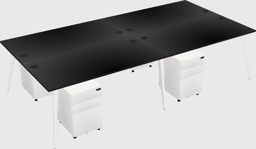Shared rectangular office desk system