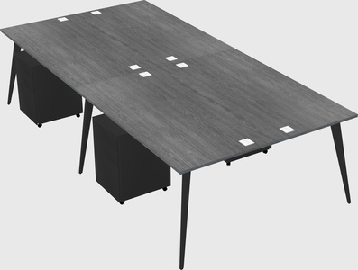 Shared rectangular office desk system