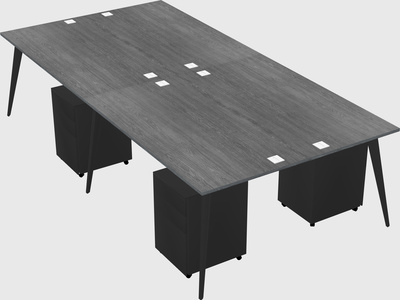 Shared rectangular office desk system