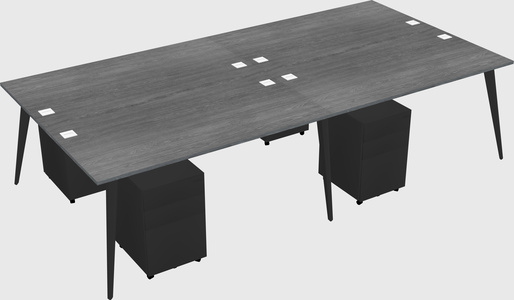 Shared rectangular office desk system