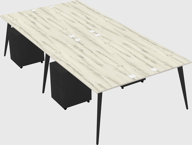 Shared rectangular office desk system