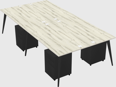Shared rectangular office desk system