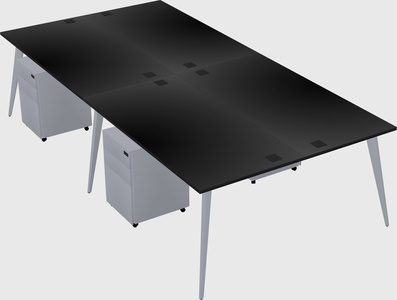 Shared rectangular office desk system