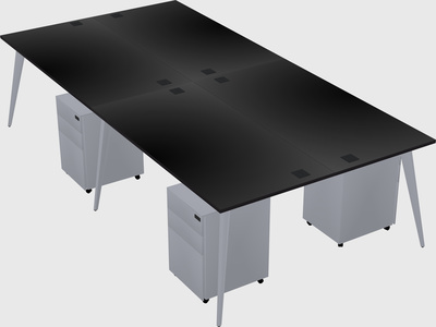 Shared rectangular office desk system