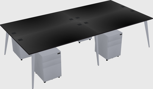 Shared rectangular office desk system