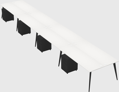 Shared rectangular office desk system