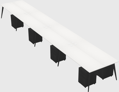 Shared rectangular office desk system