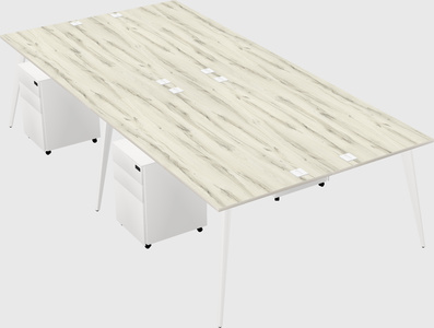 Shared rectangular office desk system