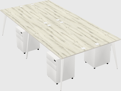Shared rectangular office desk system