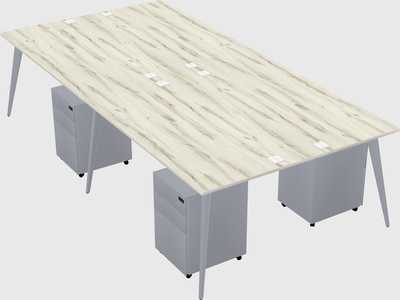 Shared rectangular office desk system