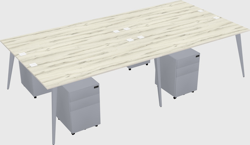 Shared rectangular office desk system