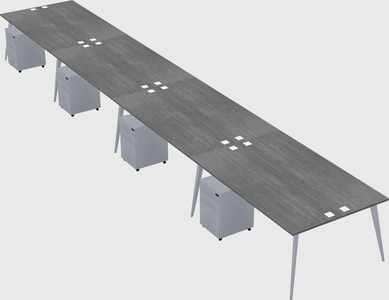Shared rectangular office desk system