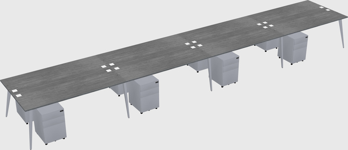 Shared rectangular office desk system