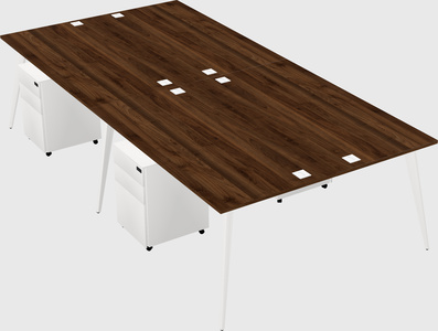 Shared rectangular office desk system