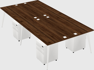 Shared rectangular office desk system