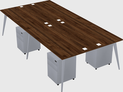 Shared rectangular office desk system