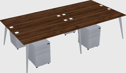 Shared rectangular office desk system