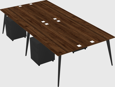 Shared rectangular office desk system