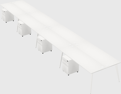Shared rectangular office desk system