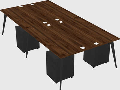 Shared rectangular office desk system