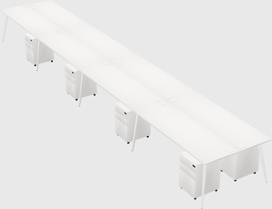 Shared rectangular office desk system